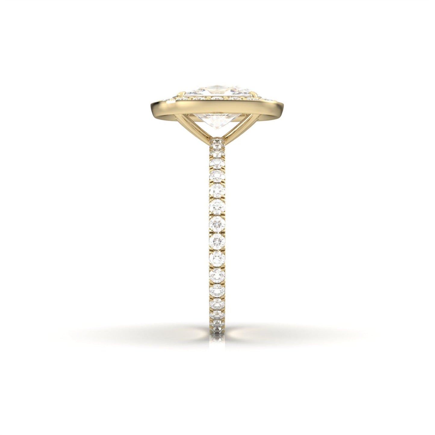 Elongated Cushion Halo Full Pavé Diamond Engagement Ring - Moissanite Engagement Rings
