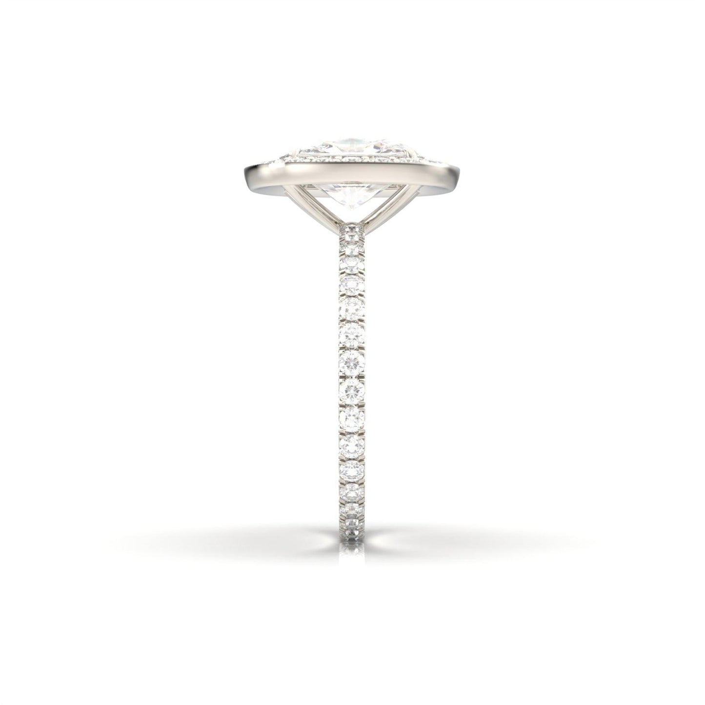 Elongated Cushion Halo Full Pavé Diamond Engagement Ring - Moissanite Engagement Rings