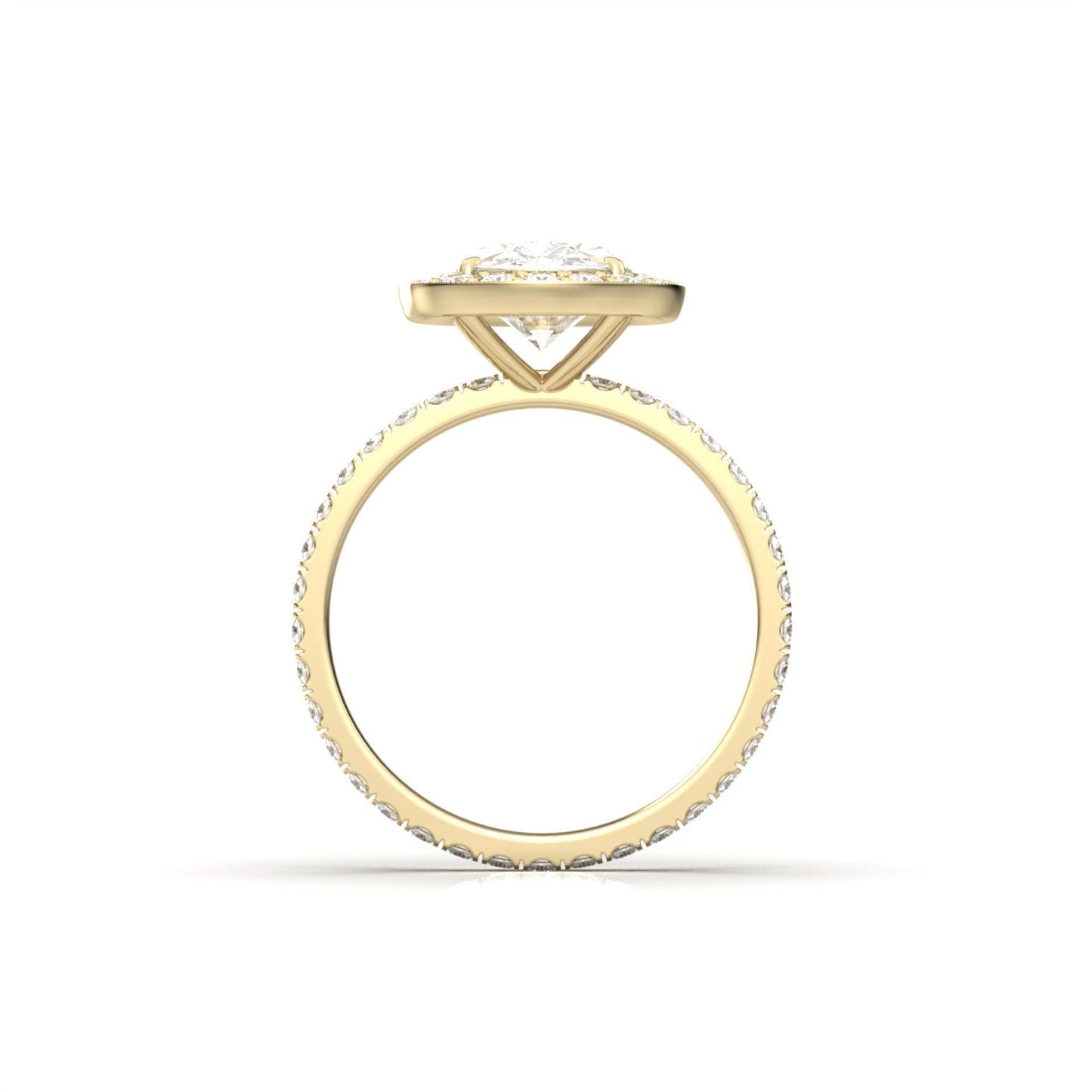 Elongated Cushion Halo Full Pavé Diamond Engagement Ring - Moissanite Engagement Rings