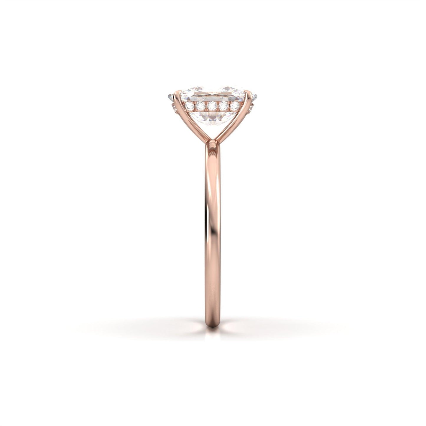Elongated Cushion Hidden Halo Diamond Engagement Ring - Moissanite Engagement Rings