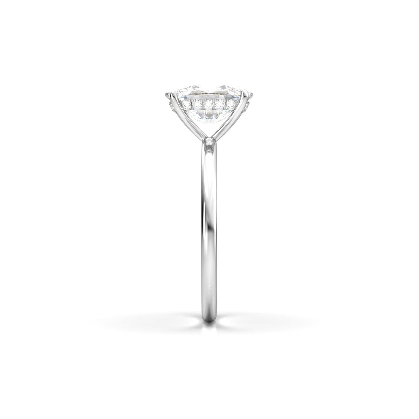 Elongated Cushion Hidden Halo Diamond Engagement Ring - Moissanite Engagement Rings