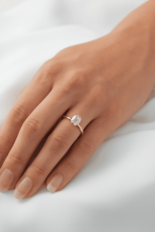 Elongated Cushion Hidden Halo Moissanite Engagement Ring - Ready To Ship - Moissanite Engagement Rings
