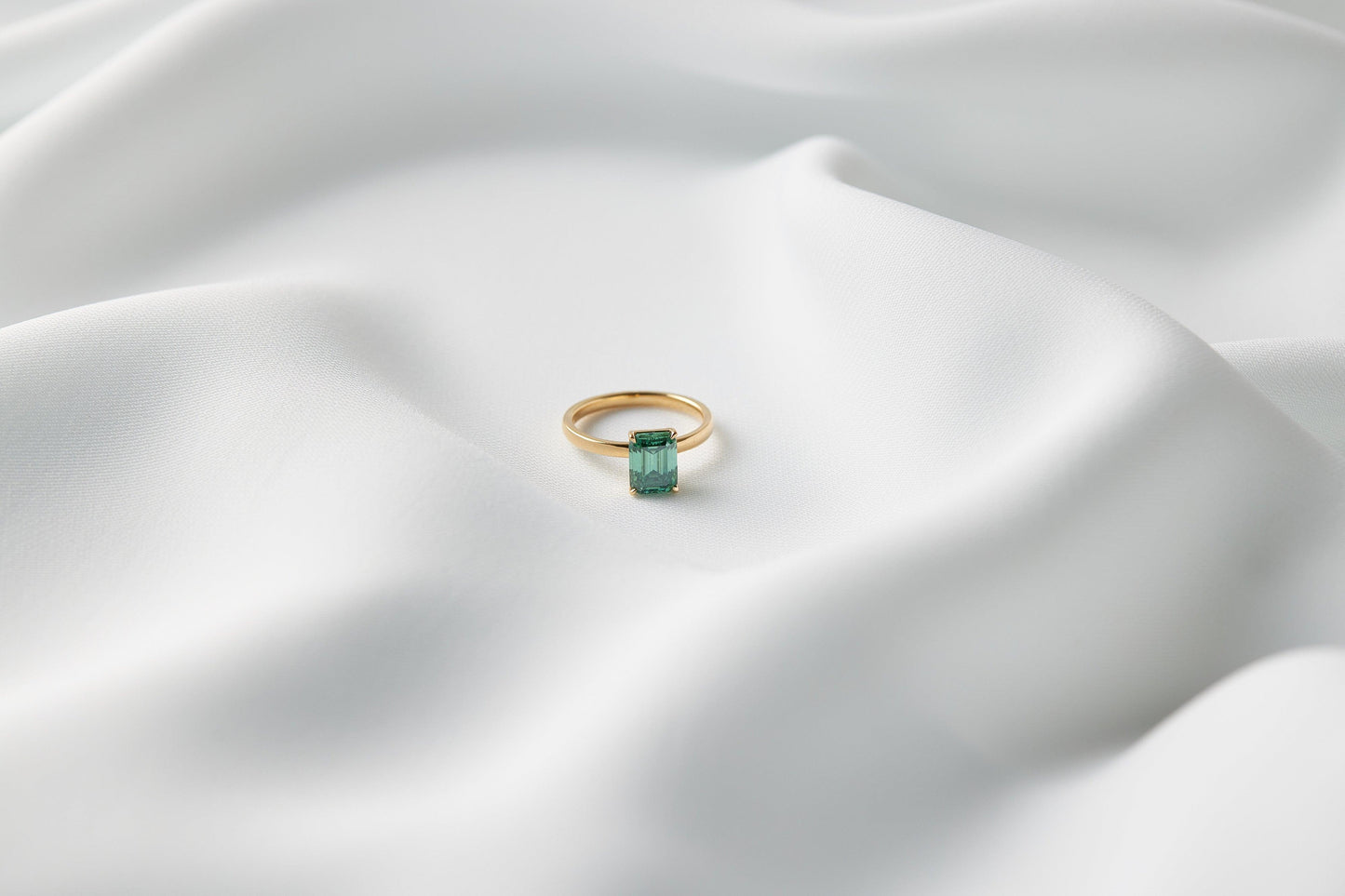 Emerald Cut Emerald Coloured Solitaire Moissanite Engagement Ring - Moissanite Engagement Rings