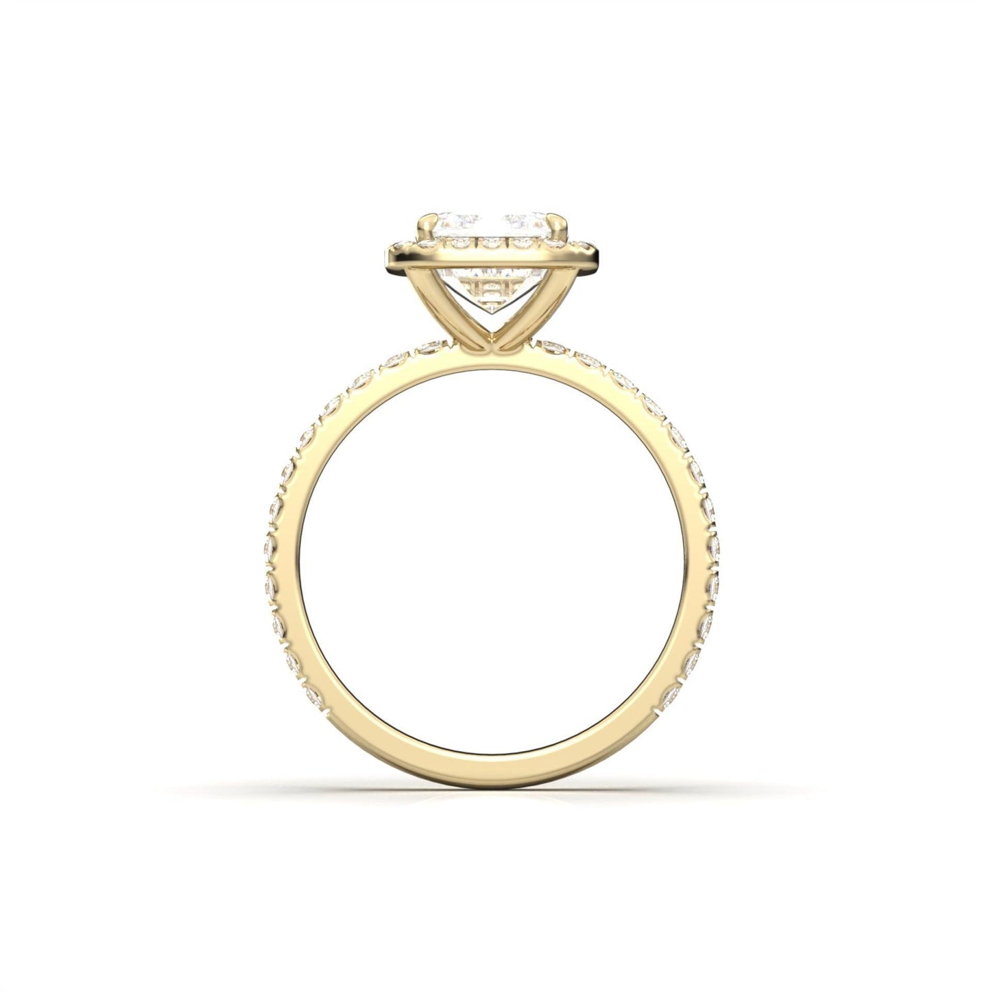 Emerald Halo Half Pavé Diamond Engagement Ring - Moissanite Engagement Rings