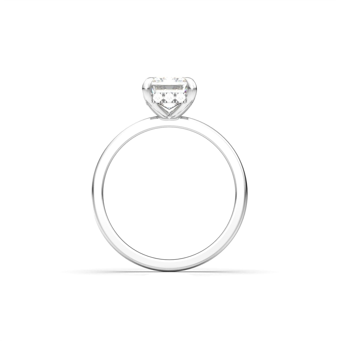 Emerald Hidden Halo Diamond Engagement Ring - Moissanite Engagement Rings