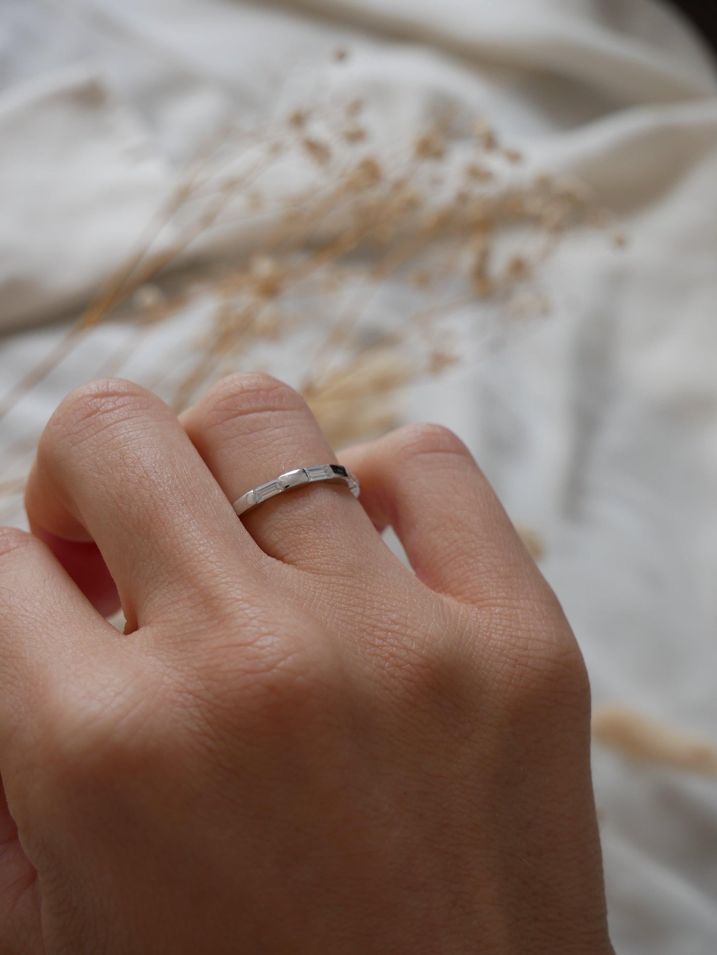 Emerald Moissanite Wedding Band - Ready To Ship - Moissanite Engagement Rings