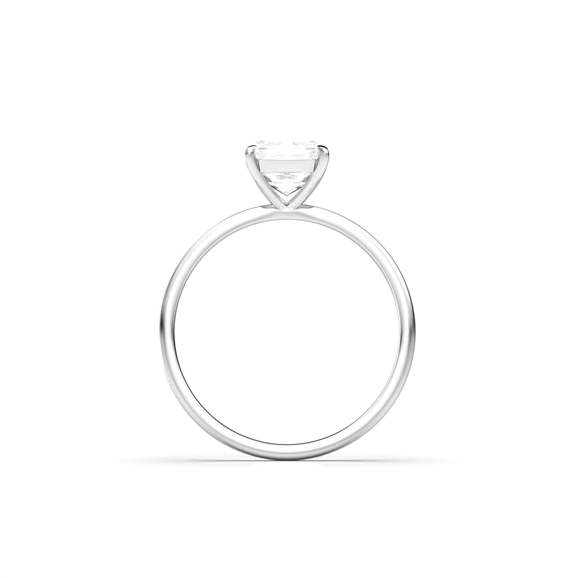 Emerald Solitaire Diamond Engagement Ring - Moissanite Engagement Rings