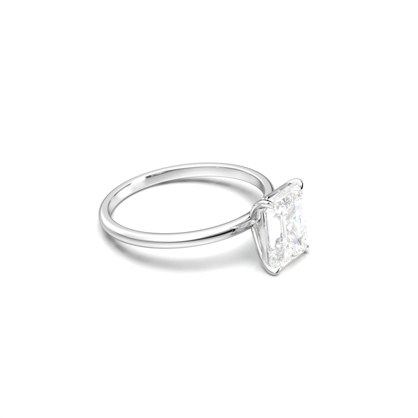 Emerald Solitaire Diamond Engagement Ring - Moissanite Engagement Rings
