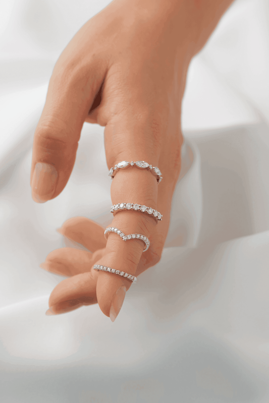 Half Eternity Diamond Wedding Band - Moissanite Engagement Rings