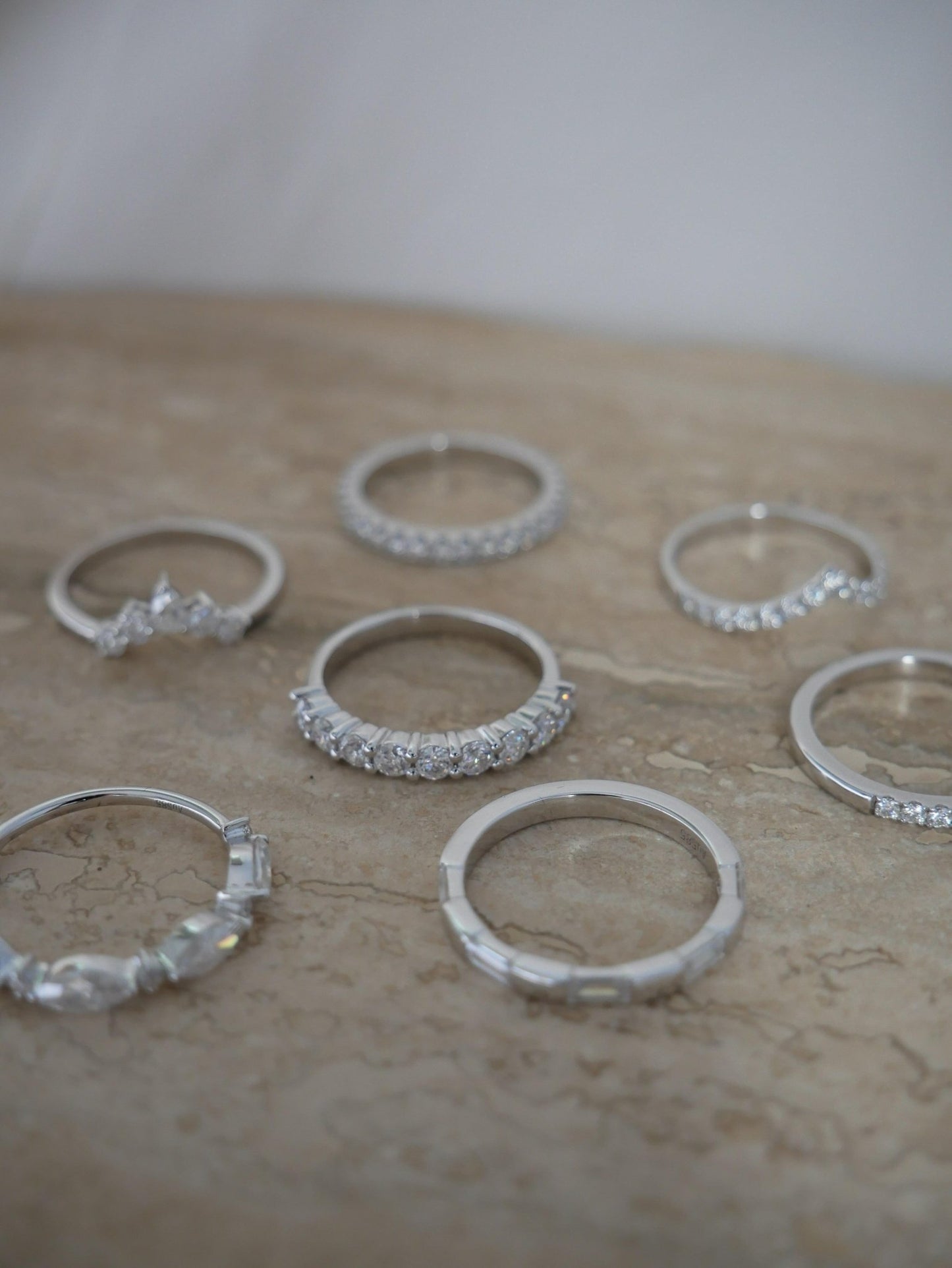 Half Pavè Diamond Wedding Band - Moissanite Engagement Rings