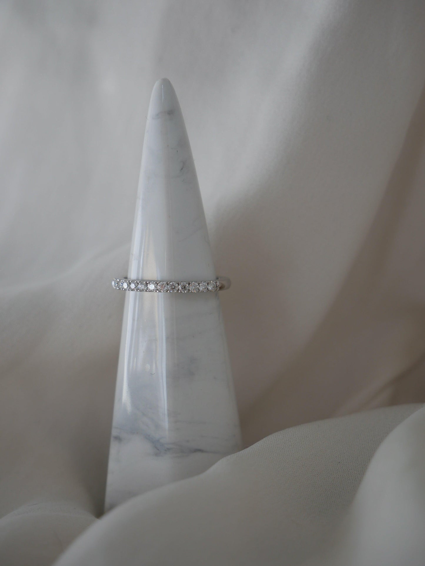 Half Pavè Moissanite Wedding Band - Moissanite Engagement Rings