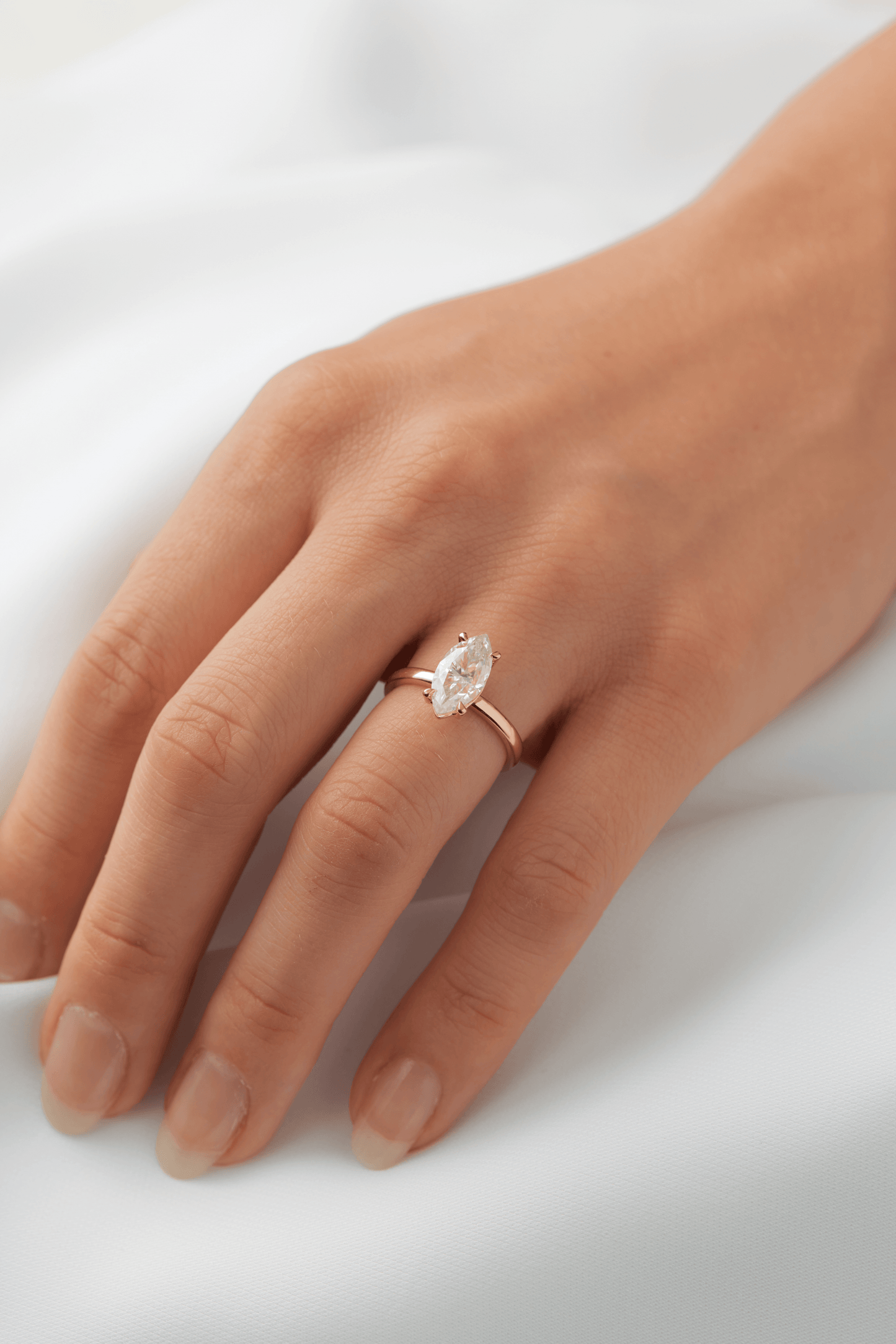 Marquise Diamond Solitaire Engagement Ring | Moissanite Engagement Rings