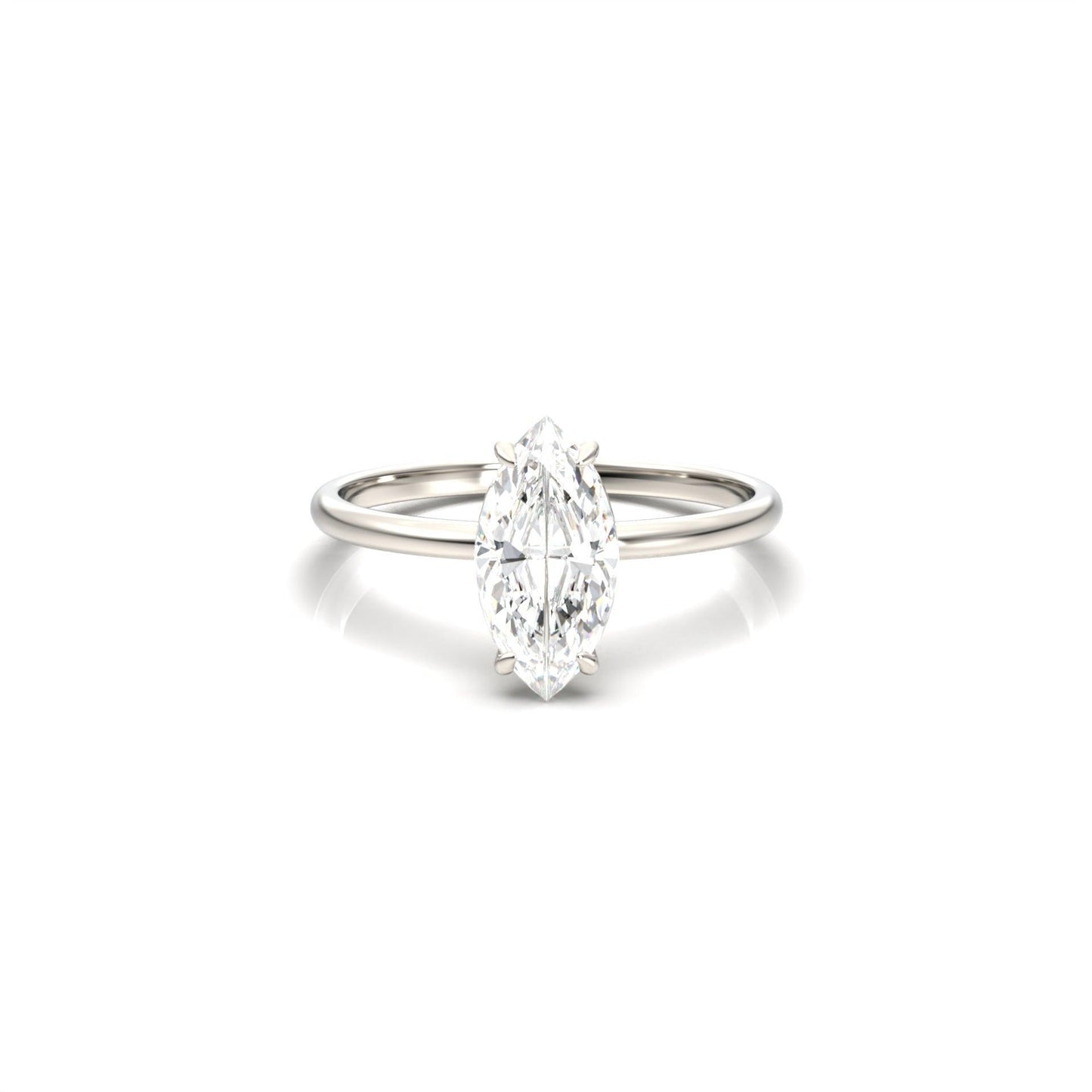 Marquise Hidden Halo Diamond Engagement Ring - Moissanite Engagement Rings
