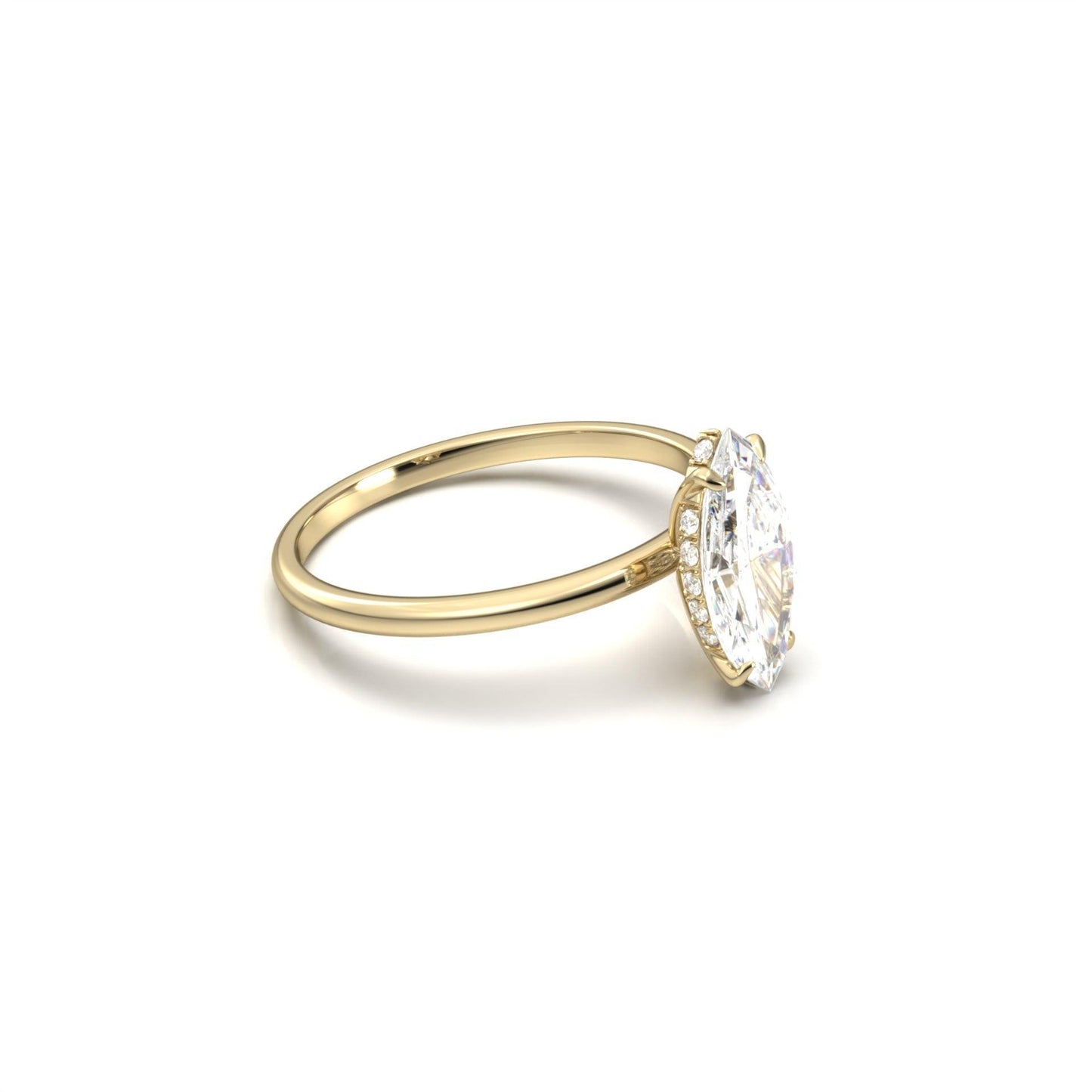 Marquise Hidden Halo Diamond Engagement Ring - Moissanite Engagement Rings