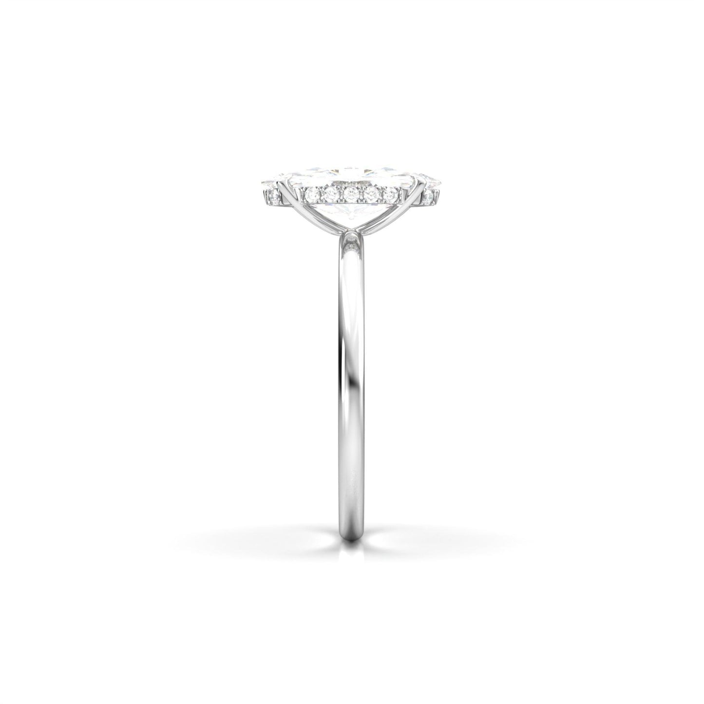 Marquise Hidden Halo Diamond Engagement Ring - Moissanite Engagement Rings