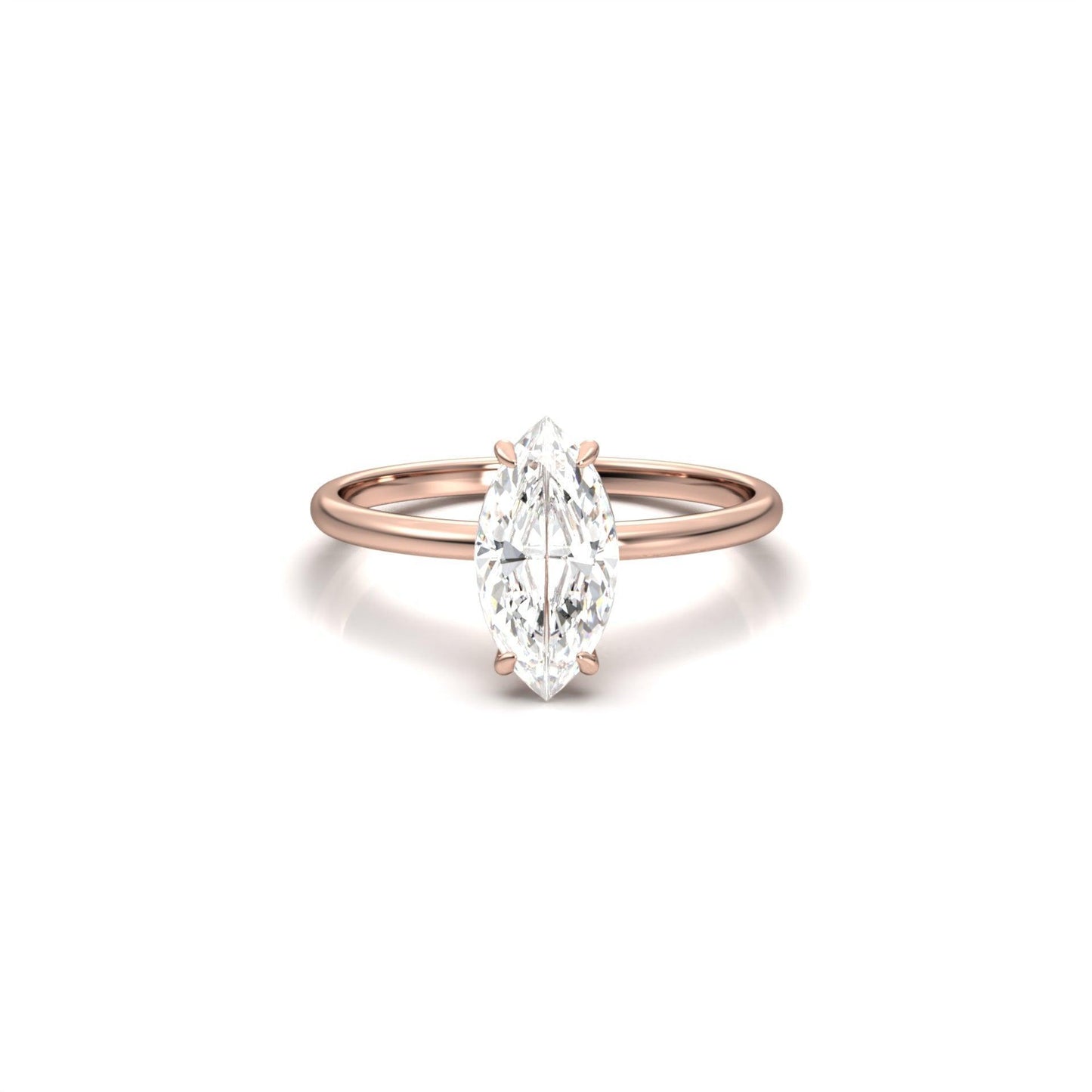 Marquise Hidden Halo Diamond Engagement Ring - Moissanite Engagement Rings
