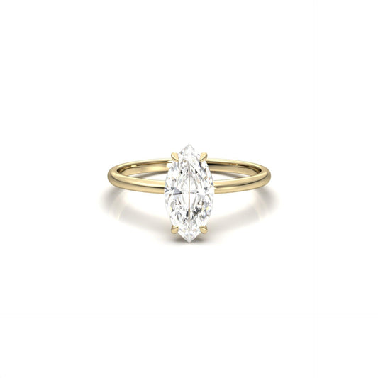 Marquise Hidden Halo Diamond Engagement Ring - Moissanite Engagement Rings