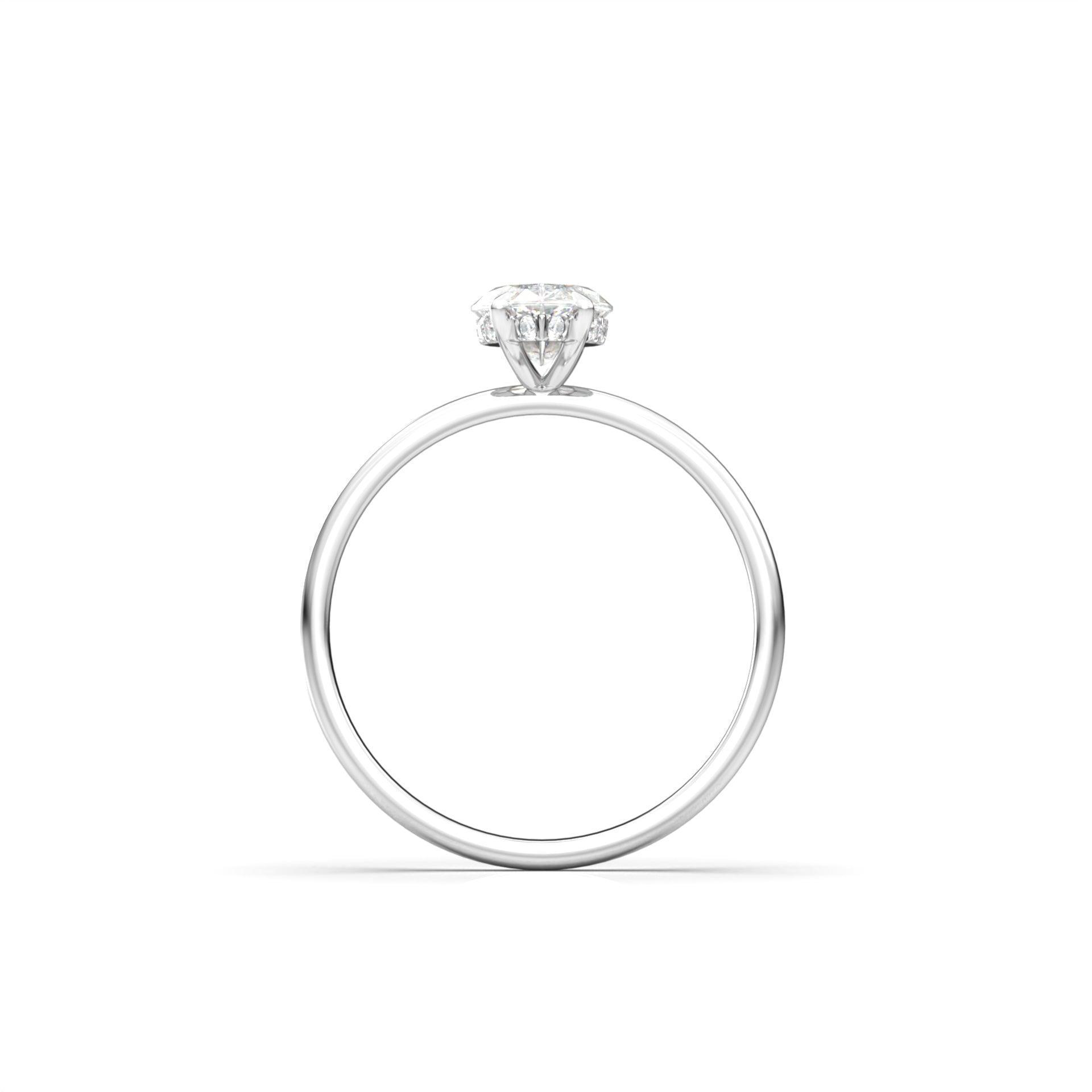 Marquise Hidden Halo Diamond Engagement Ring - Moissanite Engagement Rings