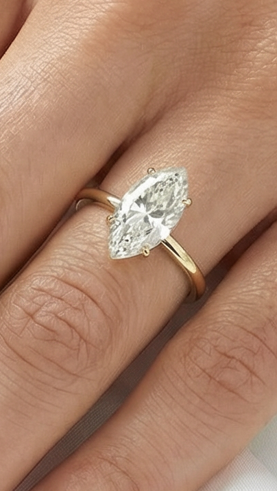 Marquise Hidden Halo Diamond Engagement Ring