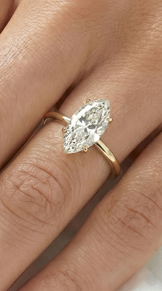 Marquise Hidden Halo Moissanite Engagement Ring