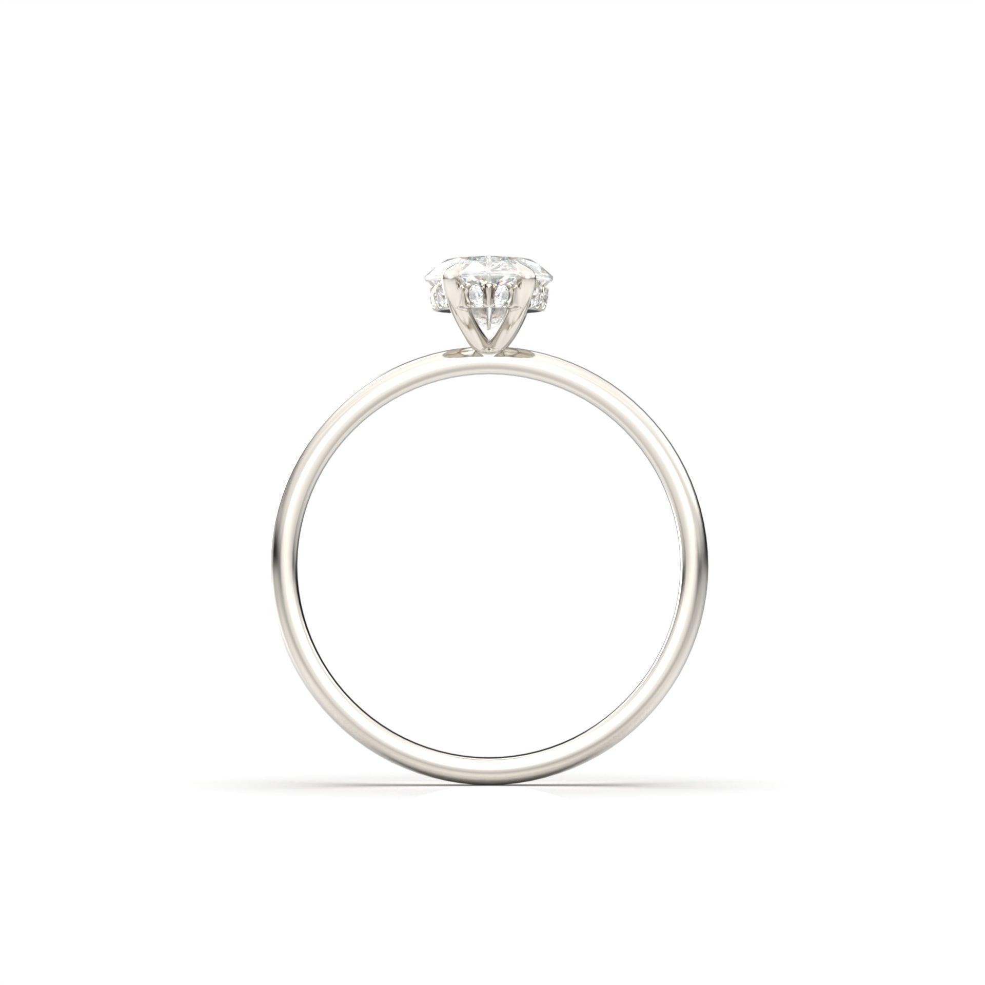 Marquise Hidden Halo Diamond Engagement Ring - Moissanite Engagement Rings