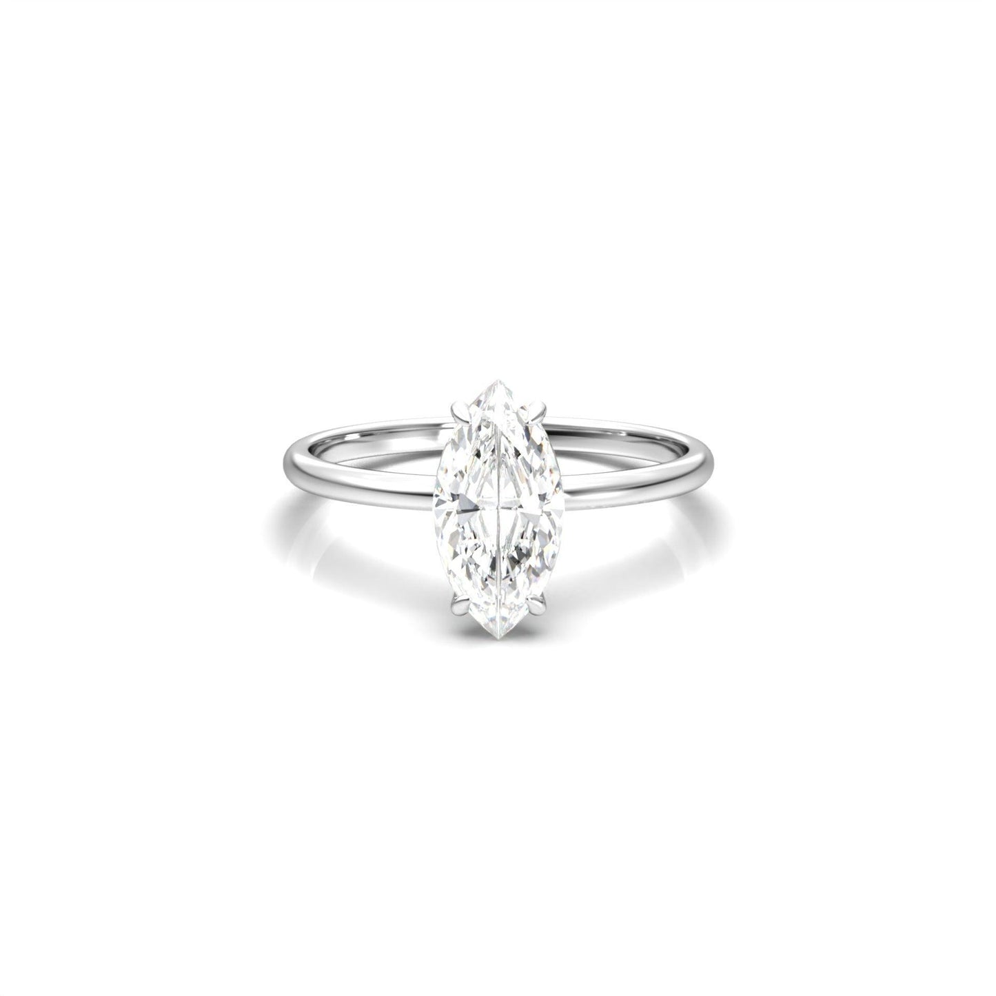 Marquise Hidden Halo Diamond Engagement Ring - Moissanite Engagement Rings