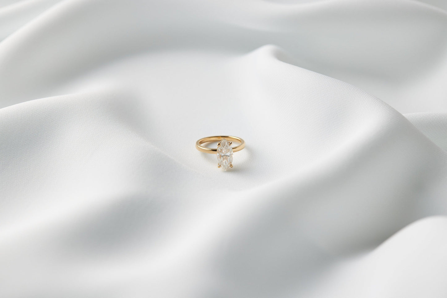 Marquise Hidden Halo Diamond Engagement Ring - Moissanite Engagement Rings