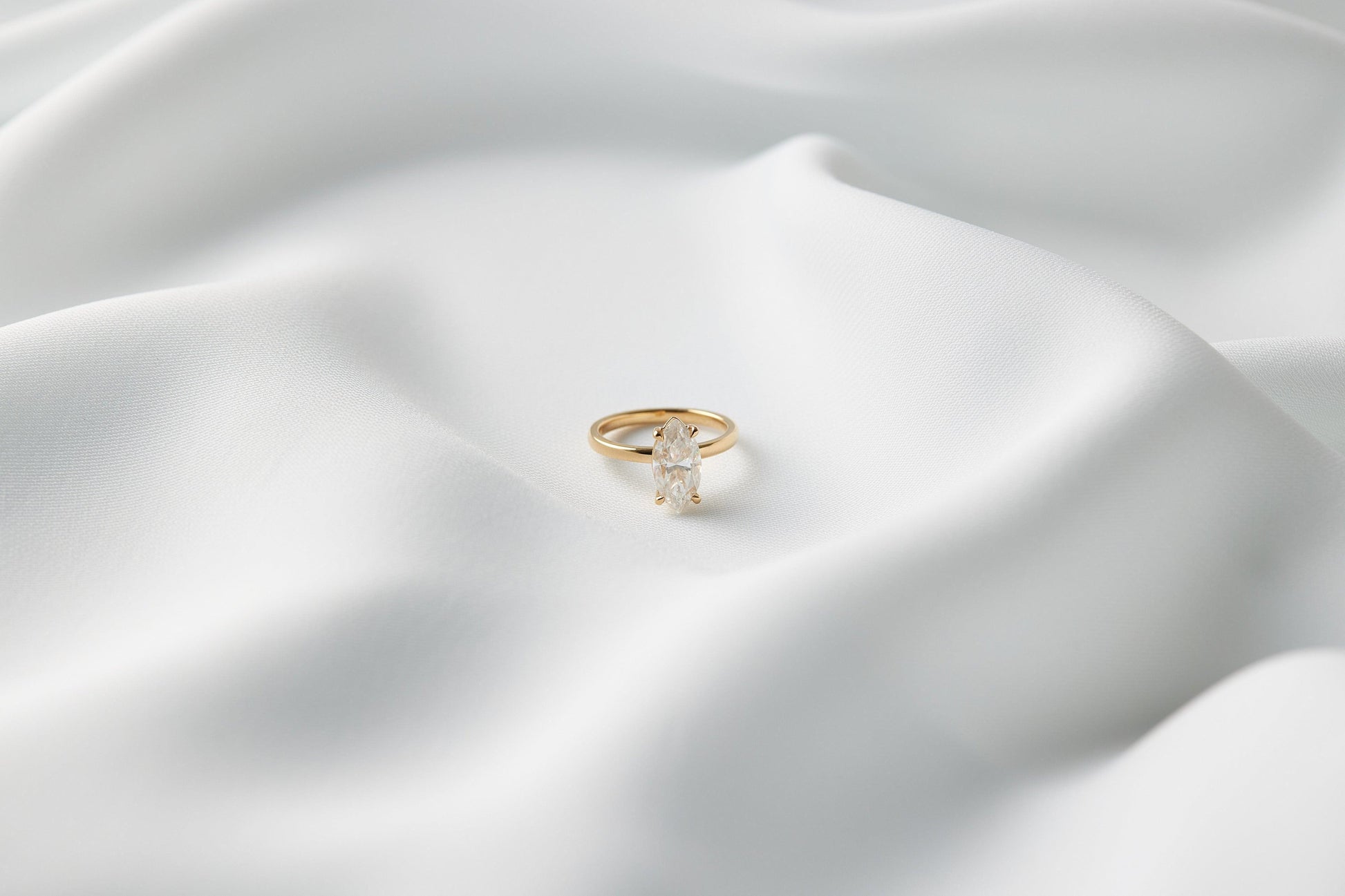 Marquise Hidden Halo Diamond Engagement Ring - Moissanite Engagement Rings