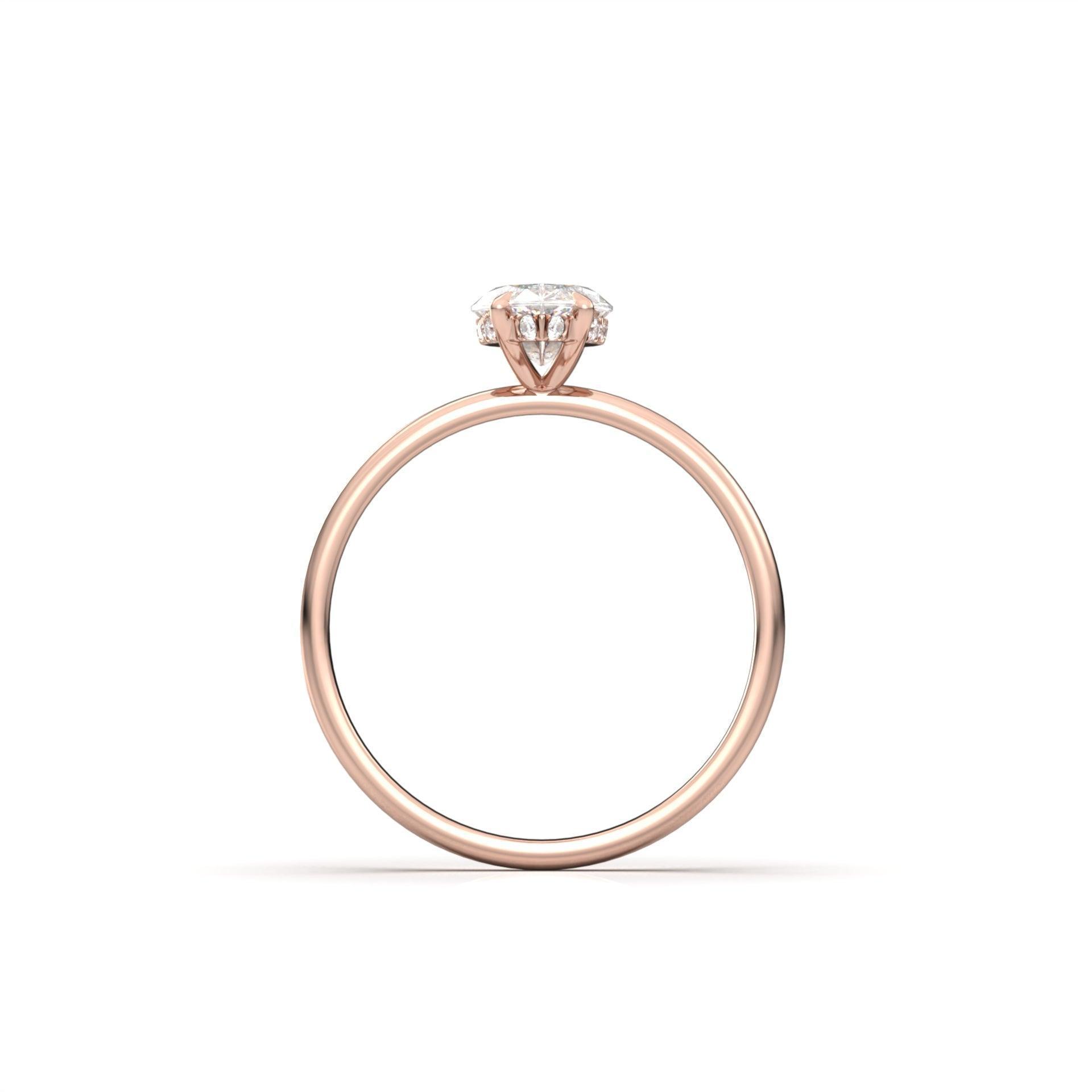 Marquise Hidden Halo Diamond Engagement Ring - Moissanite Engagement Rings