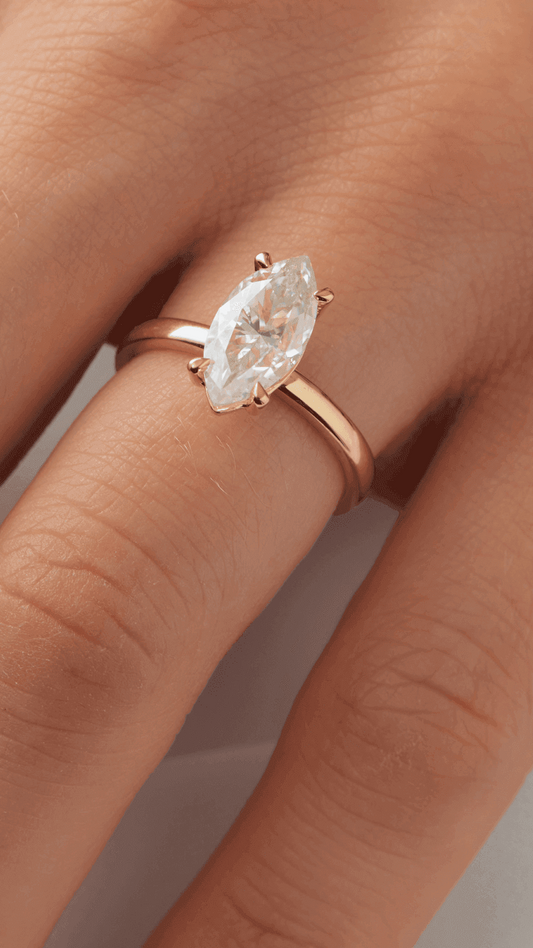 Marquise Solitaire Diamond Engagement Ring - Moissanite Engagement Rings