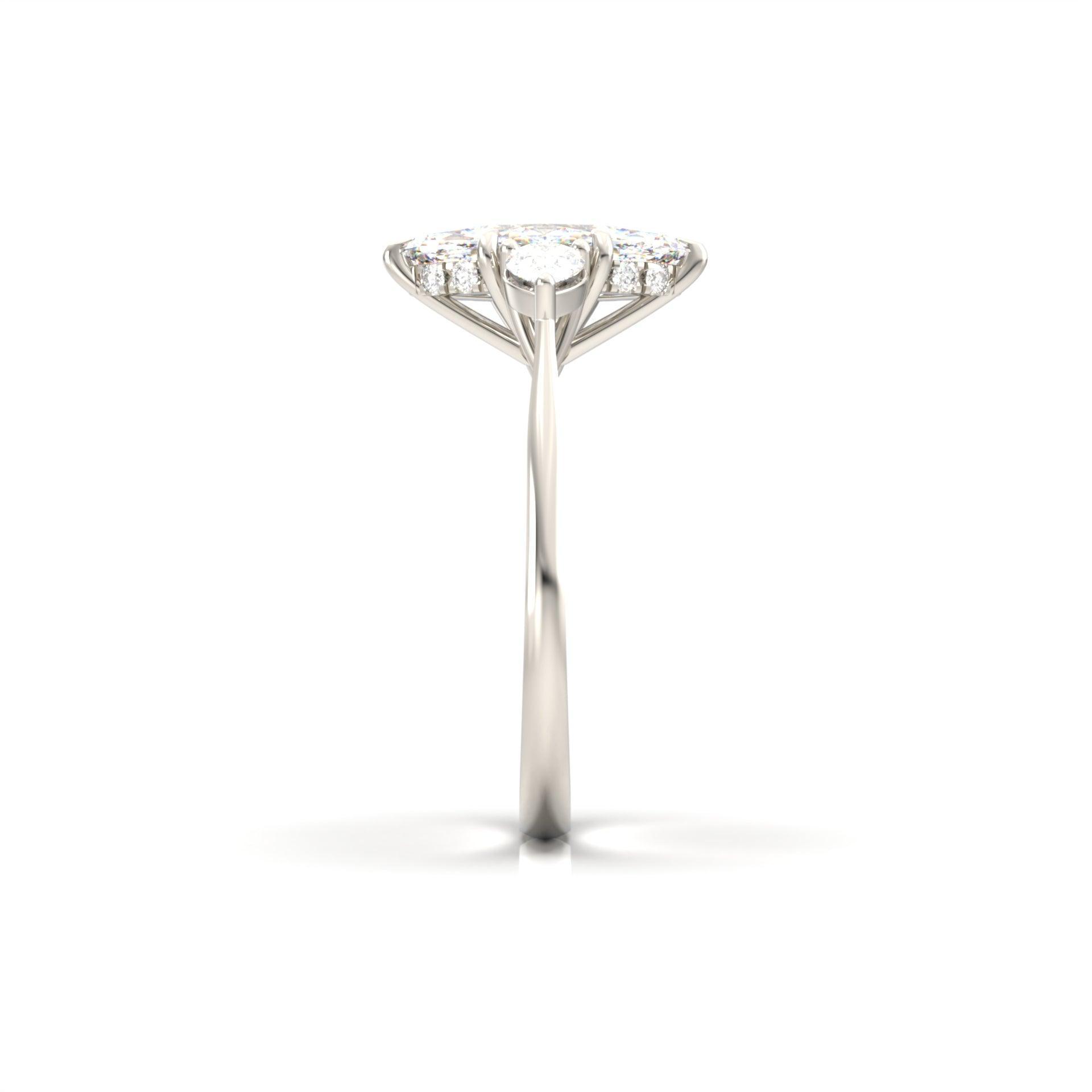 Marquise Trilogy Diamond Engagement Ring - Moissanite Engagement Rings