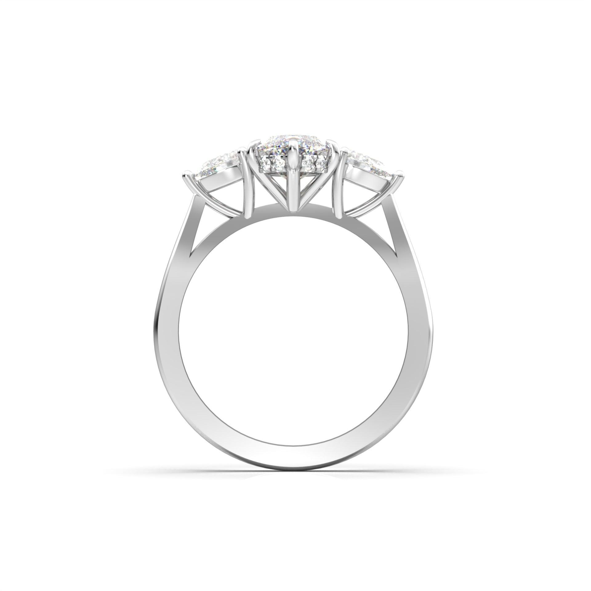 Marquise Trilogy Diamond Engagement Ring - Moissanite Engagement Rings