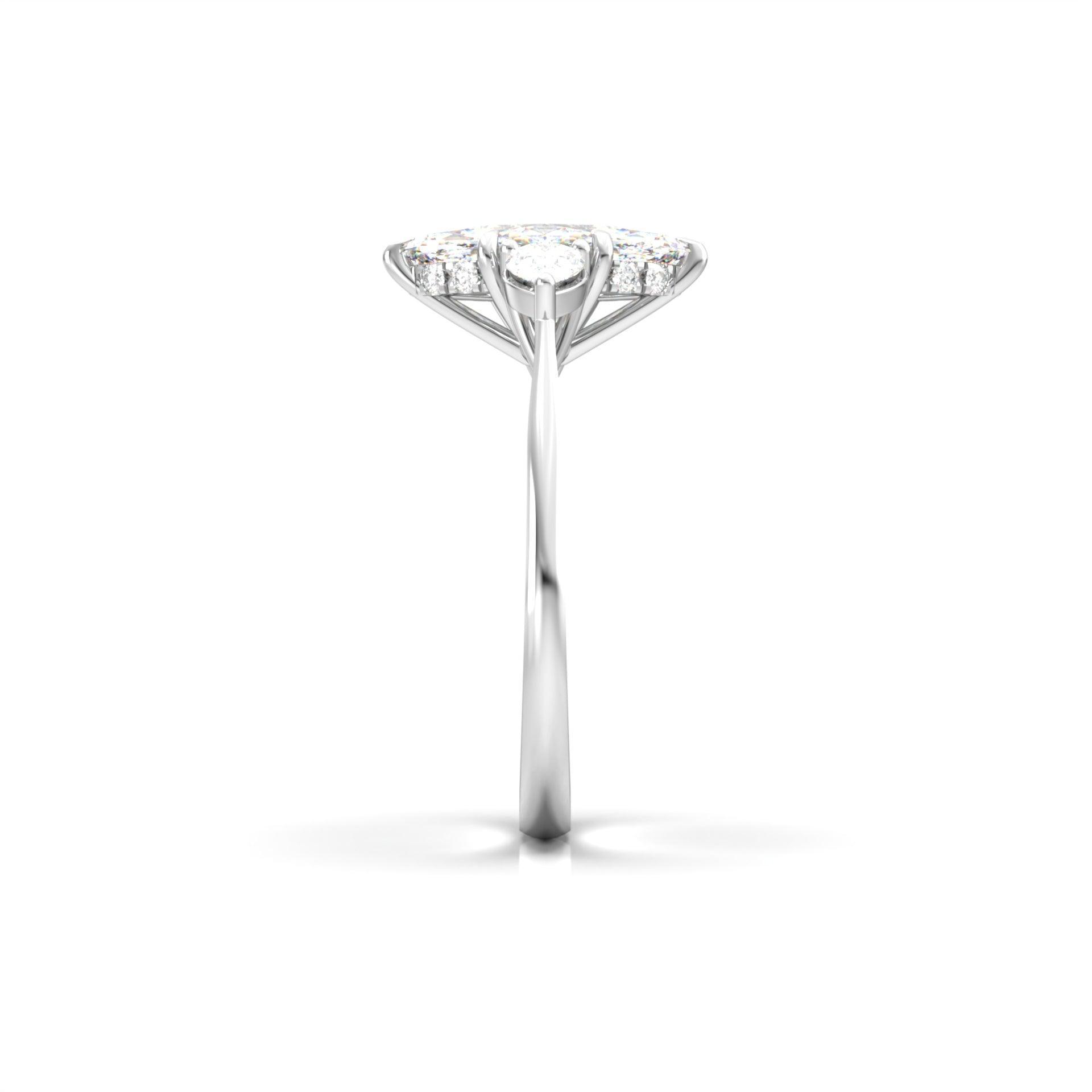 Marquise Trilogy Diamond Engagement Ring - Moissanite Engagement Rings