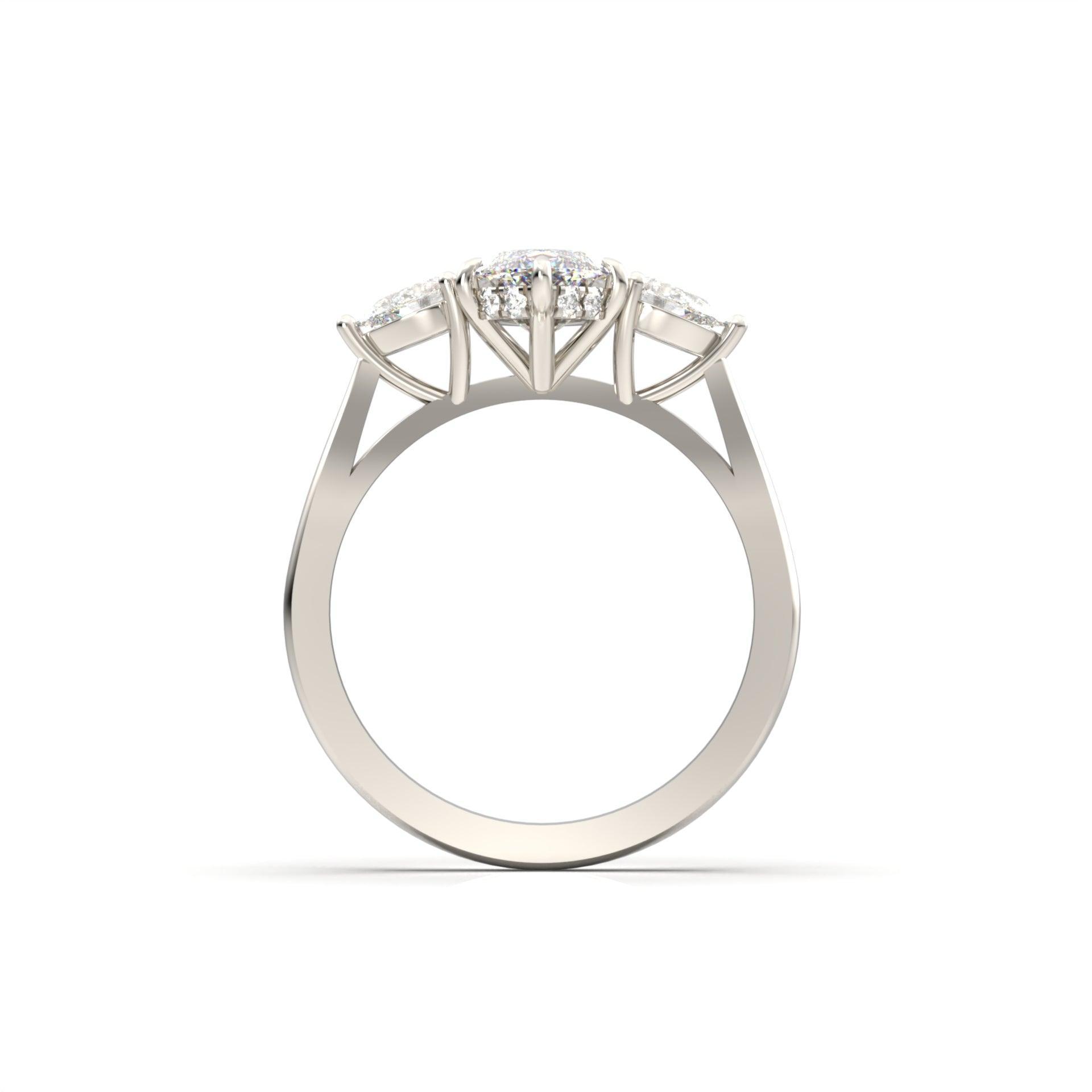 Marquise Trilogy Diamond Engagement Ring - Moissanite Engagement Rings