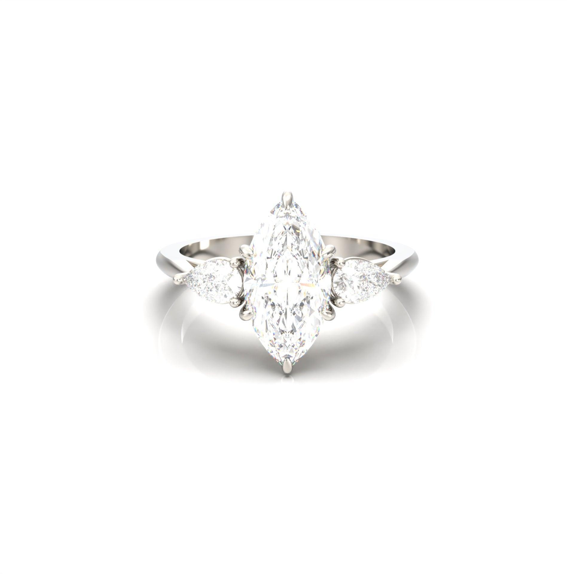 Marquise Trilogy Diamond Engagement Ring - Moissanite Engagement Rings