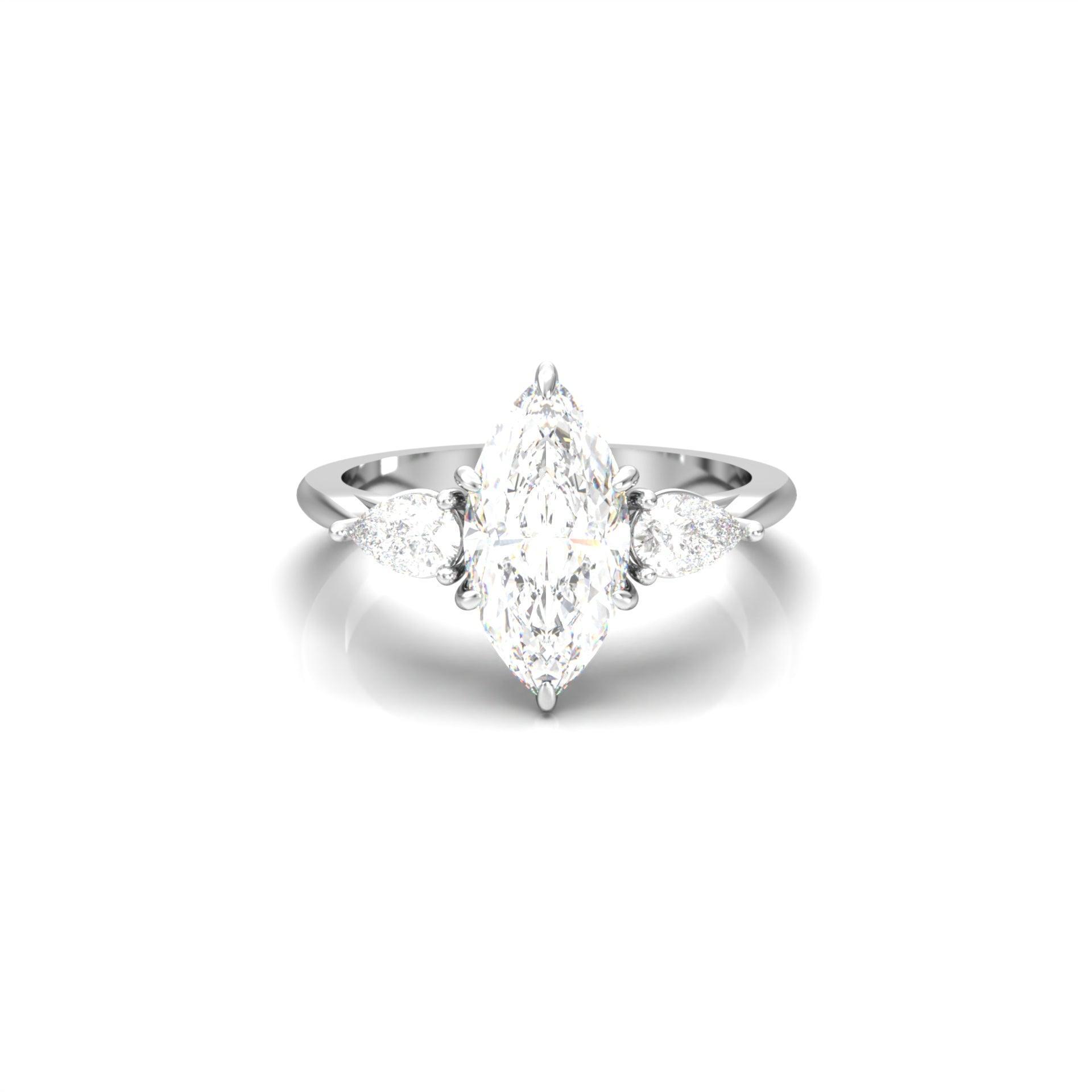 Marquise Trilogy Diamond Engagement Ring - Moissanite Engagement Rings