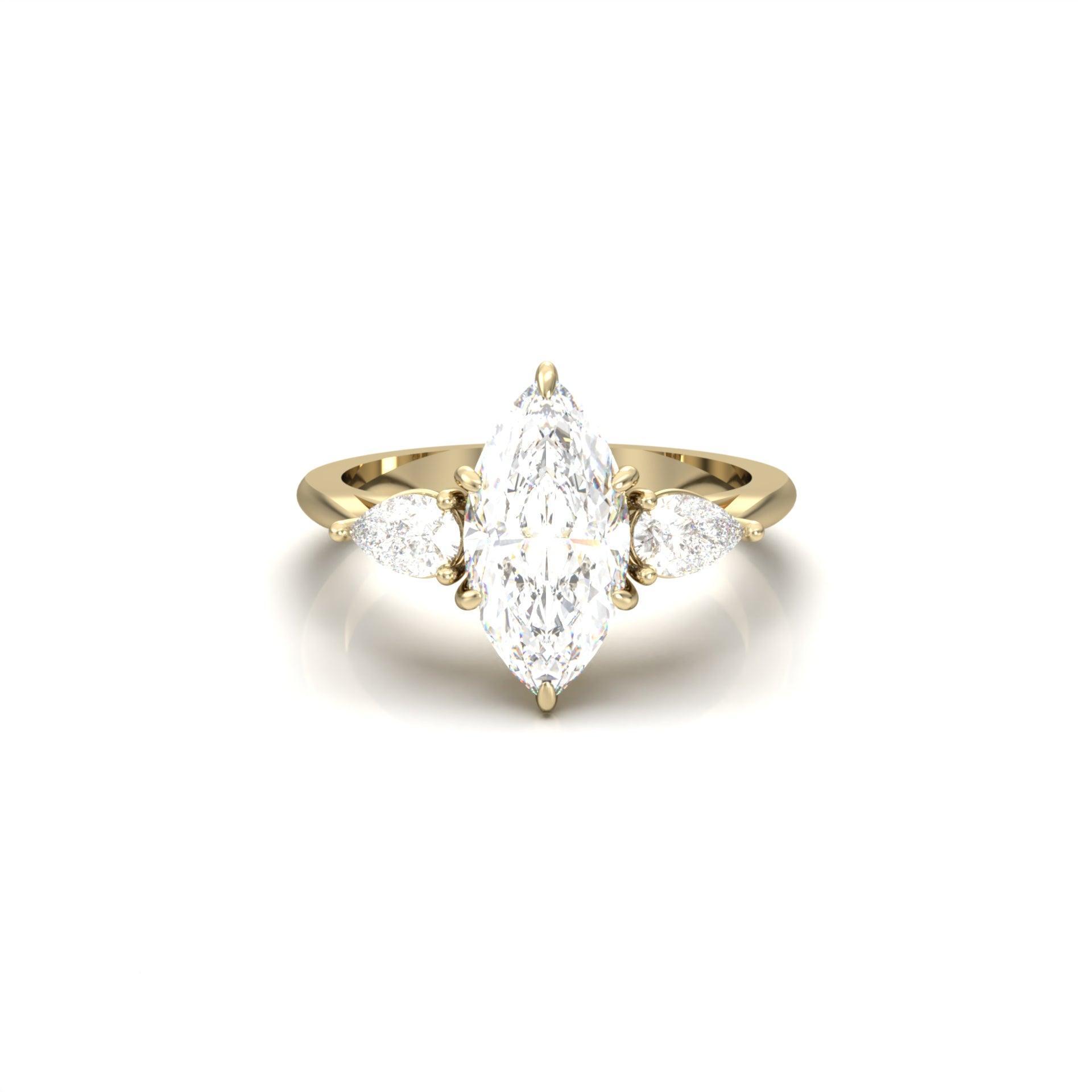 Marquise Trilogy Diamond Engagement Ring - Moissanite Engagement Rings