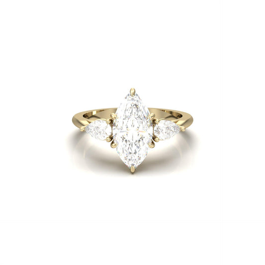 Marquise Trilogy Diamond Engagement Ring - Moissanite Engagement Rings