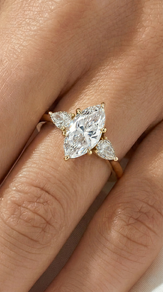 Marquise Trilogy Moissanite Engagement Ring