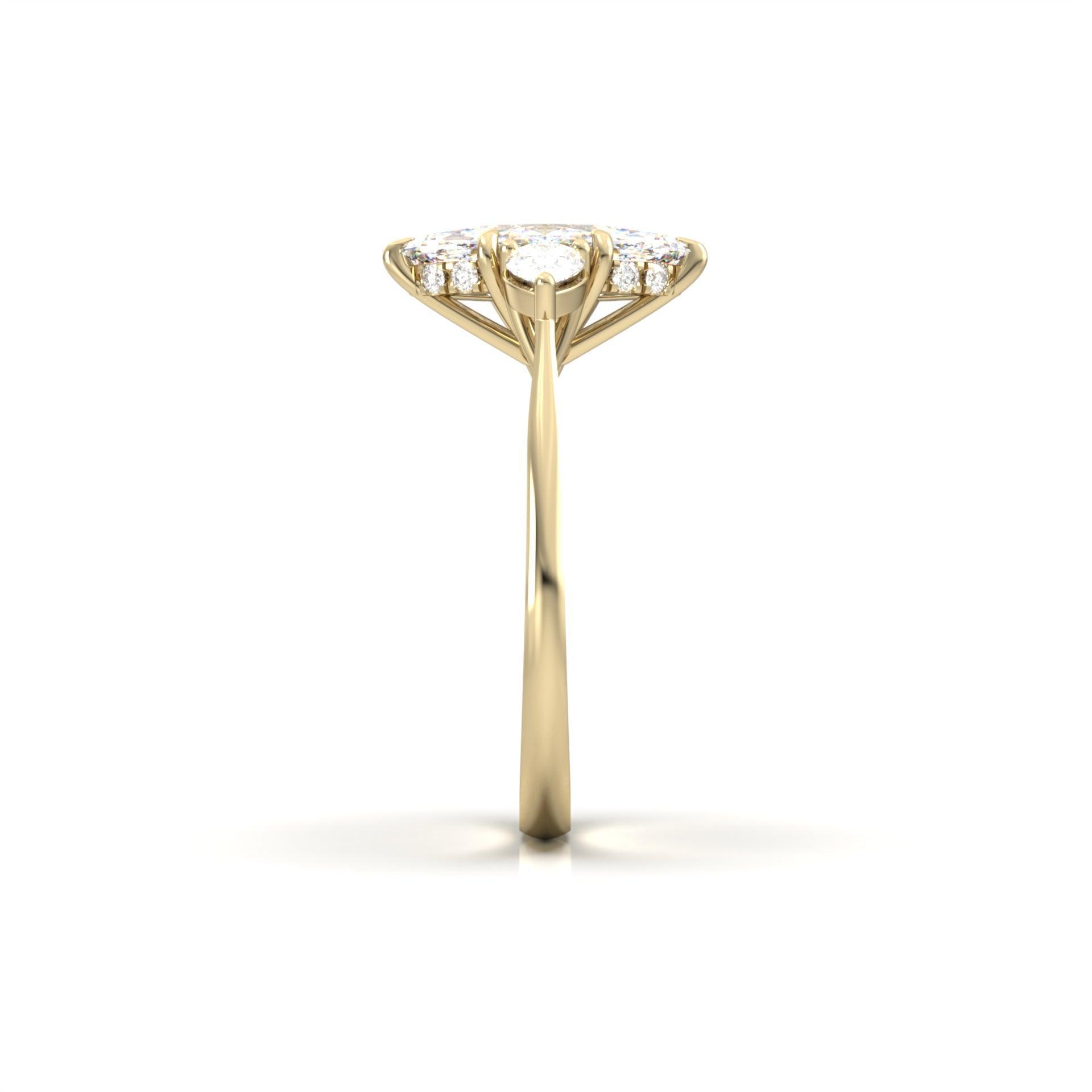 Marquise Trilogy Diamond Engagement Ring - Moissanite Engagement Rings