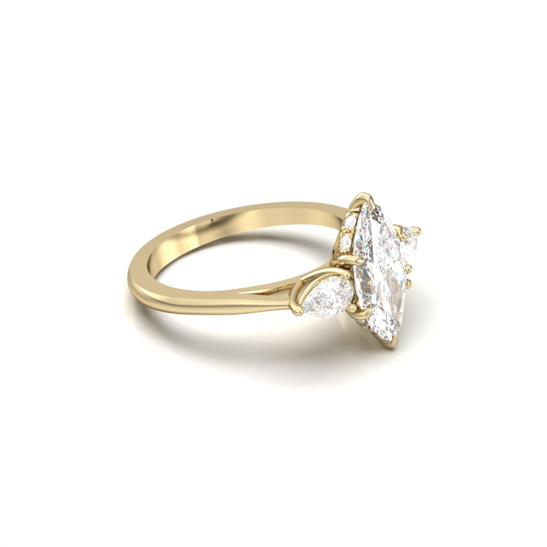 Marquise Trilogy Diamond Engagement Ring - Moissanite Engagement Rings