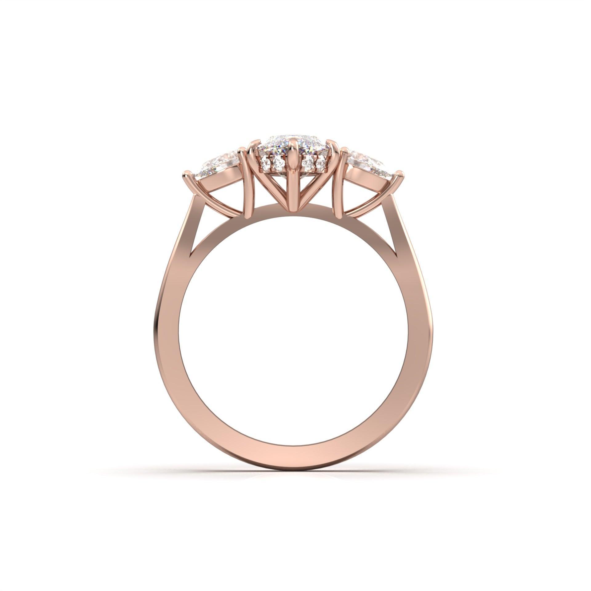 Marquise Trilogy Diamond Engagement Ring - Moissanite Engagement Rings