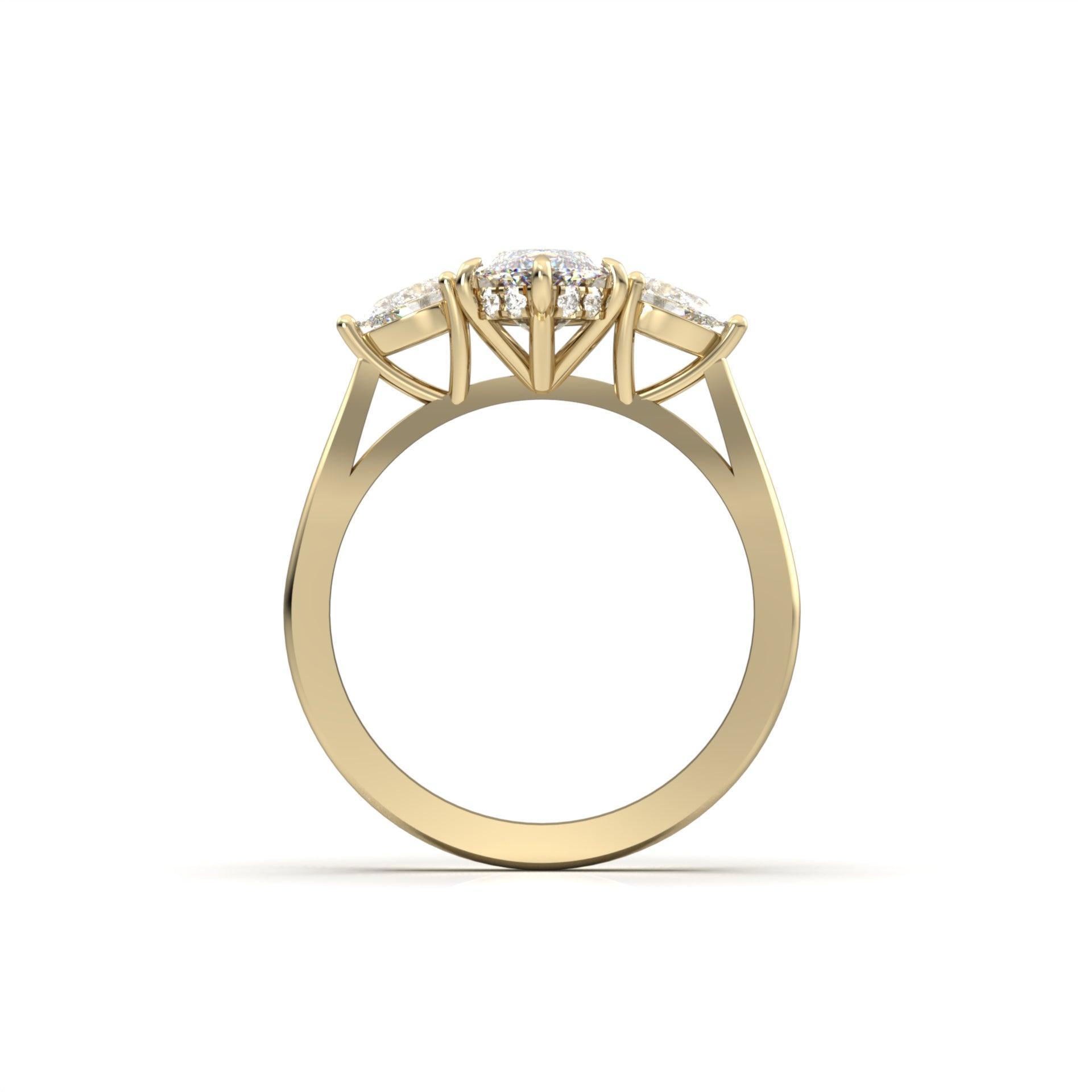 Marquise Trilogy Diamond Engagement Ring - Moissanite Engagement Rings