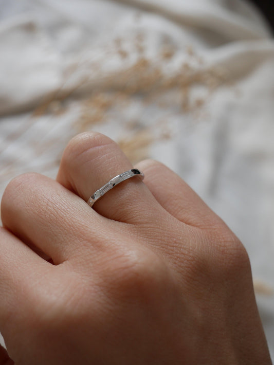 Mini Emerald Moissanite Wedding Band - Moissanite Engagement Rings