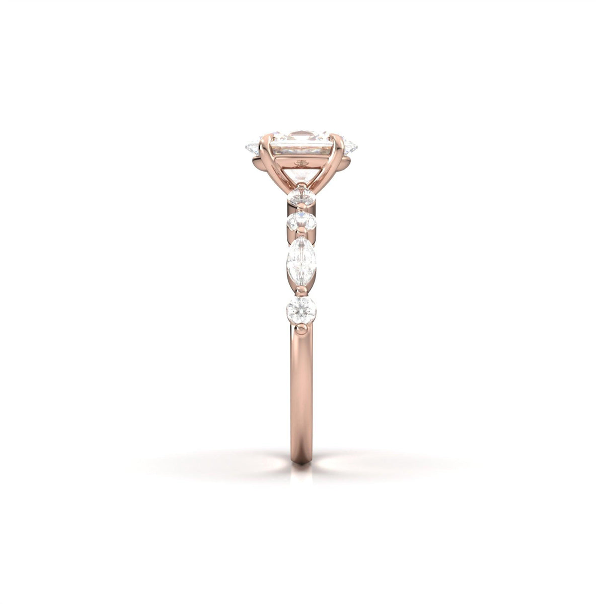 Oval Accent Stones Diamond Engagement Ring - Moissanite Engagement Rings