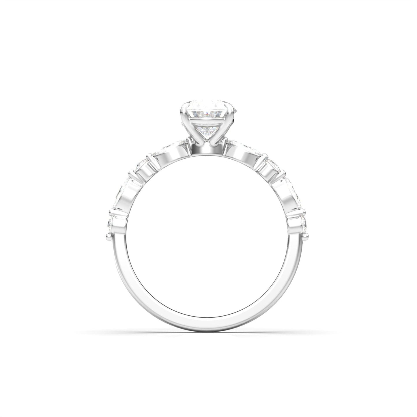 Oval Accent Stones Diamond Engagement Ring - Moissanite Engagement Rings
