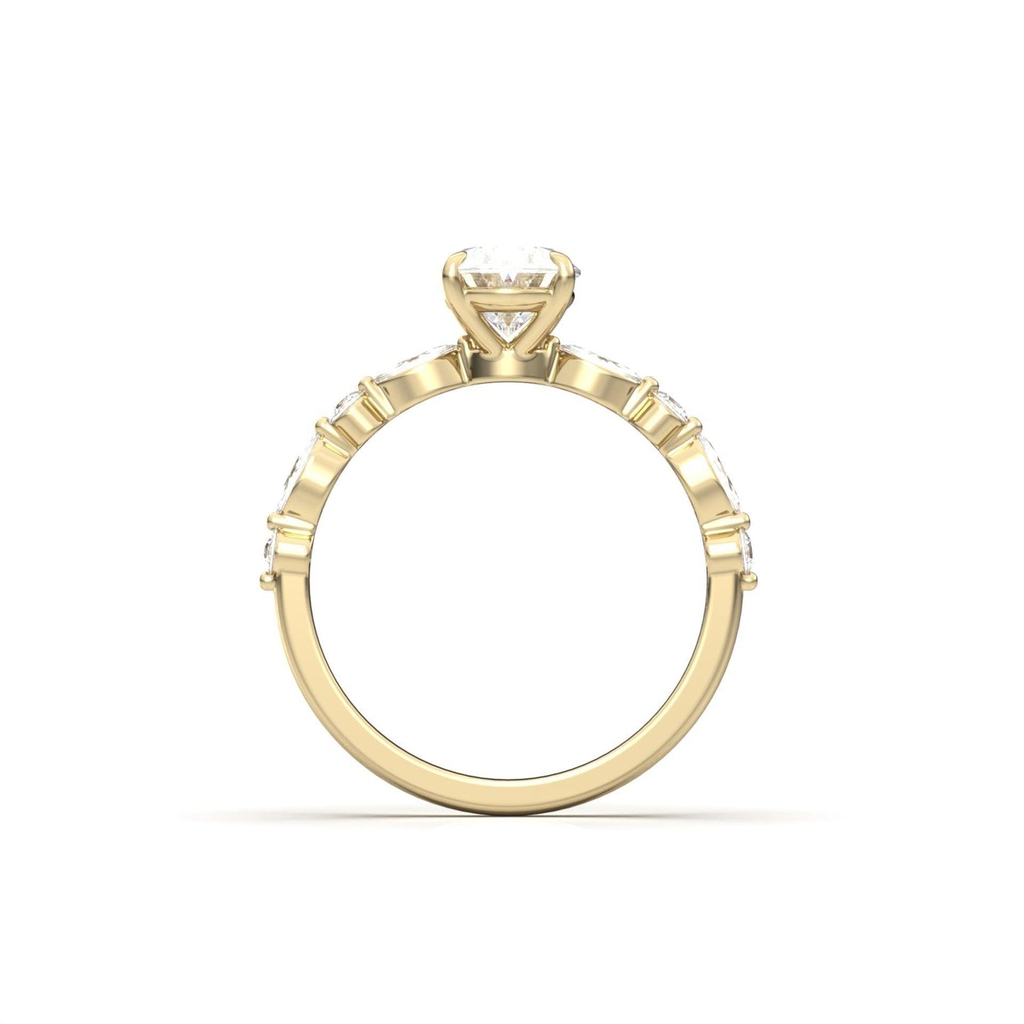 Oval Accent Stones Diamond Engagement Ring - Moissanite Engagement Rings