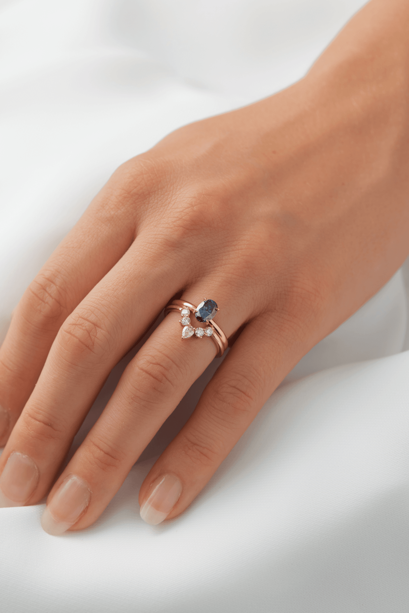Oval Blue Solitaire Moissanite Engagement Ring - Moissanite Engagement Rings