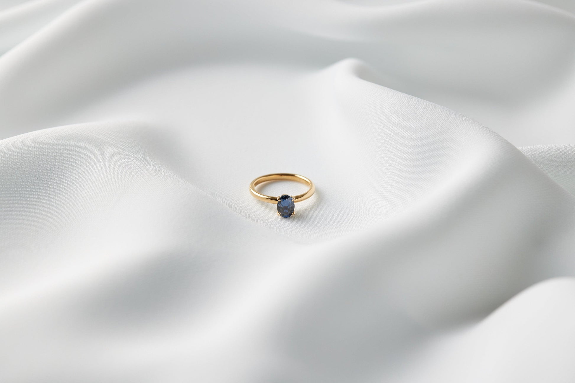 Oval Blue Solitaire Moissanite Engagement Ring - Moissanite Engagement Rings