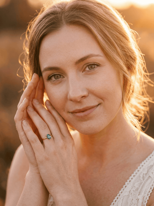Oval Green Moissanite Engagement Ring - Moissanite Engagement Rings
